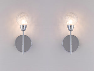 Pack of 2 BOLLA Wall Lights, Polished Chrome, On/Off Switch, BULBS NOT INCLUDED