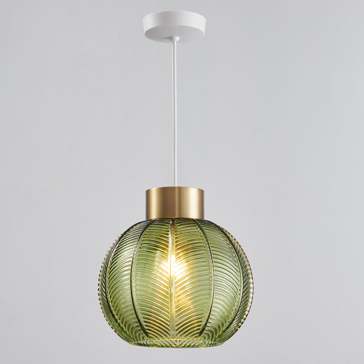Easy Fit Glass Shade, Green Shade with Antique Gold