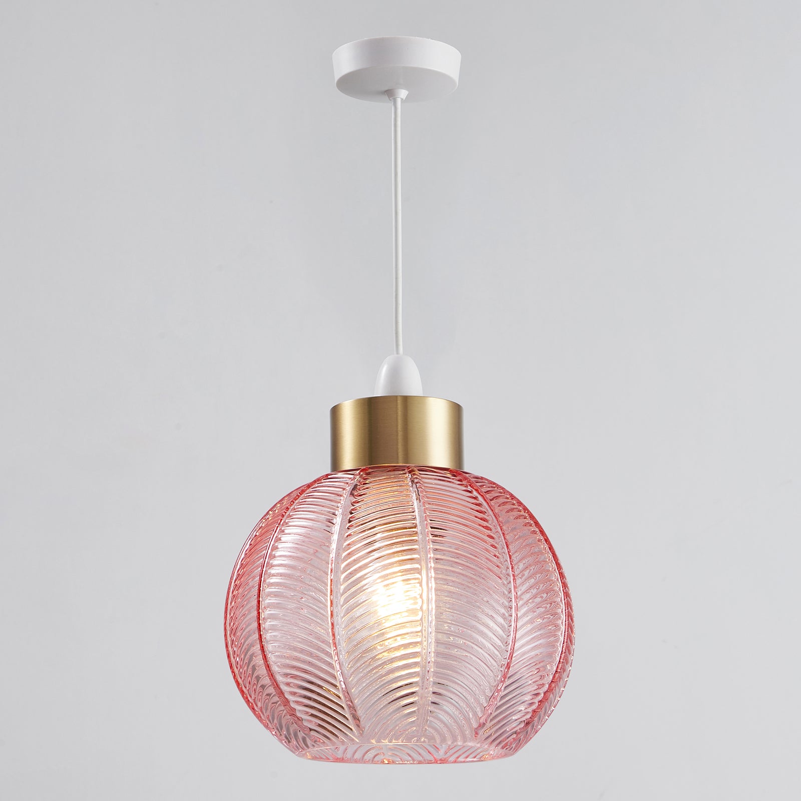 Easy Fit Glass Shade, Pink Shade with Antique Gold