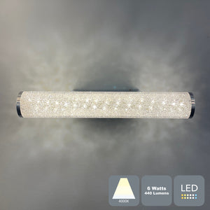 Modern Crushed Crystal LED Bathroom Mirror Light Wall Light IP44, 6 Watts LED Natural White (4000K), RRP: £90