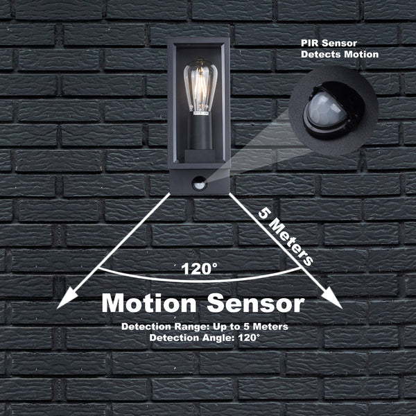 Outdoor Wall Light with Adjustable PIR Sensor, Waterproof IP44, Non-Dimmable