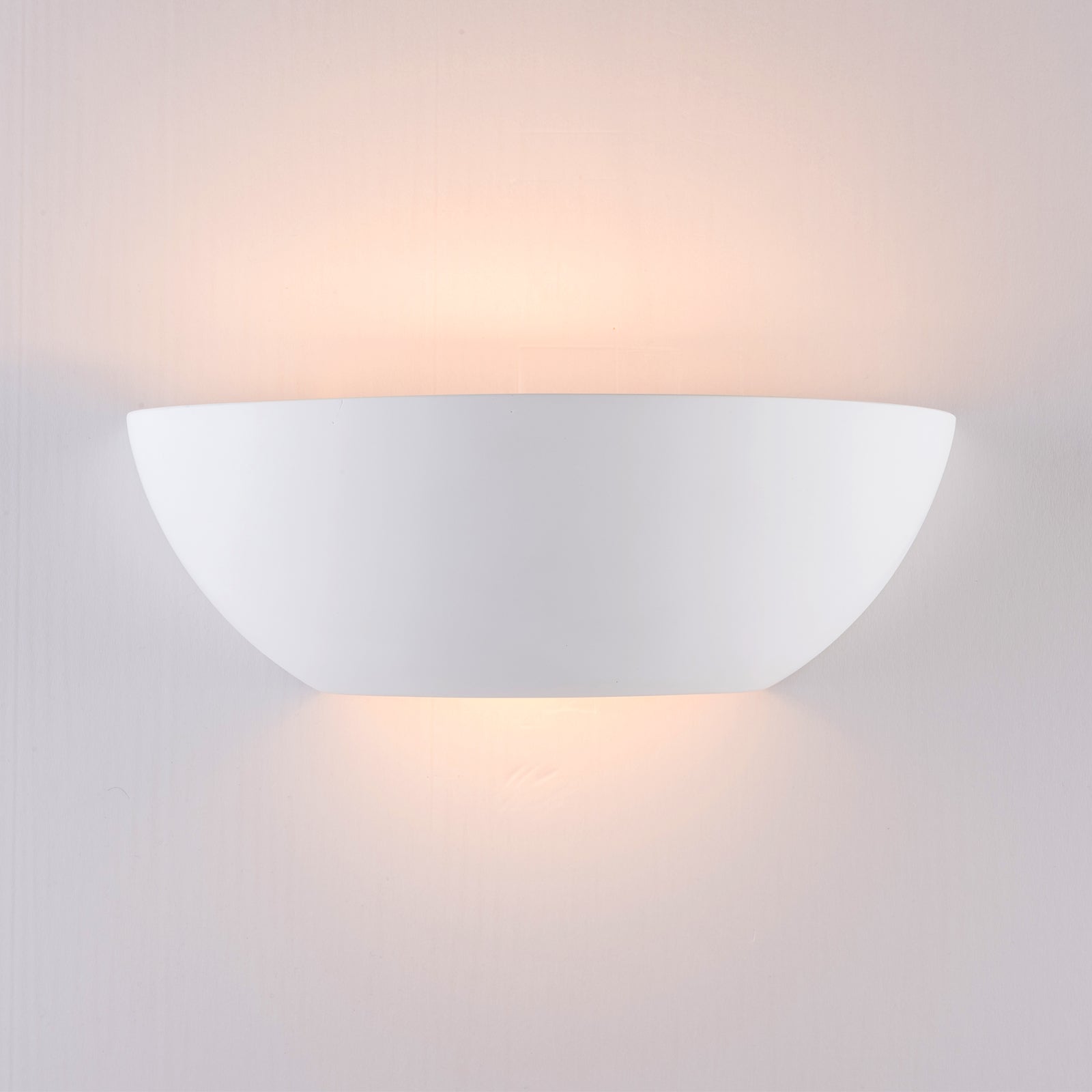 Ceramic Up/Down Wall Light, Open Semi-Circle Shade, 1xE14 Bulb Cap 40 Watts Maximum, White Finish