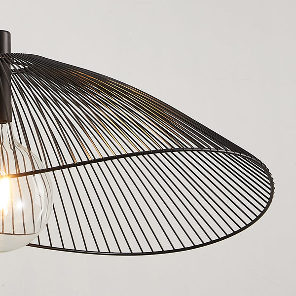 Single Black Pendant Ceiling Light, 65cm Diameter Adjustable Height Decorative Shade Included