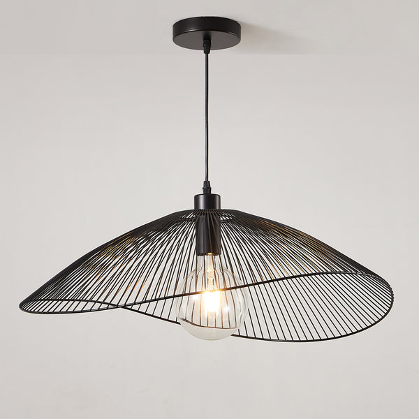 Single Black Pendant Ceiling Light, 65cm Diameter Adjustable Height Decorative Shade Included