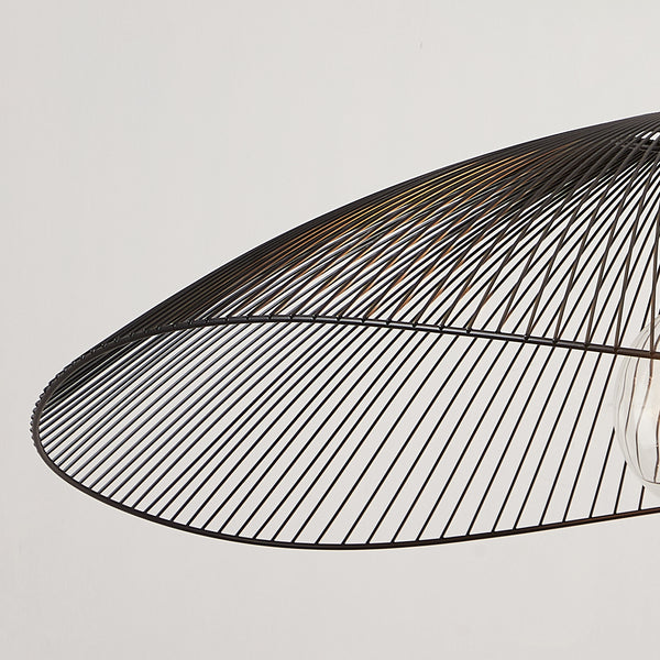 Single Black Pendant Ceiling Light, 80cm Diameter Adjustable Height Decorative Shade Included