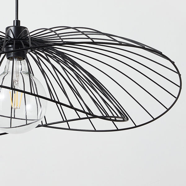 Single Black Pendant Ceiling Light, 65cm Diameter Adjustable Height Double Decorative Shades Included