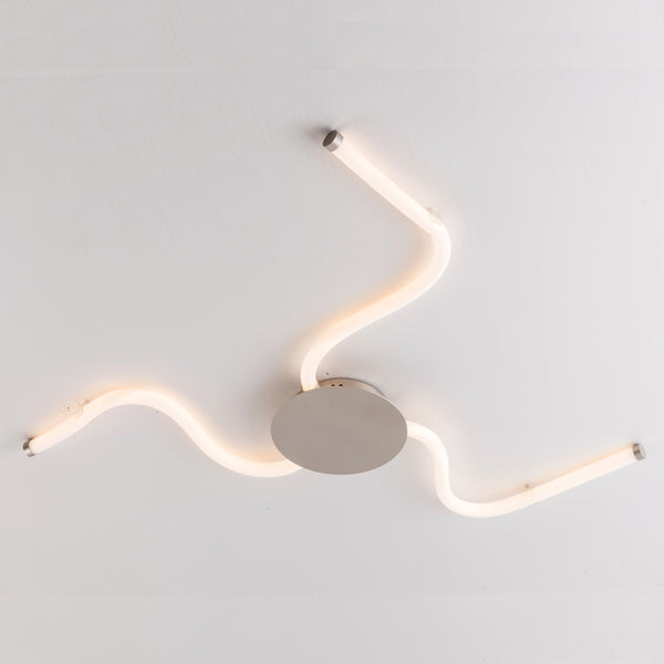 LED 3 Light Flush Ceiling Light, Flexible Polycarbonate Arms, Matt Nickel, Non-Dimmable