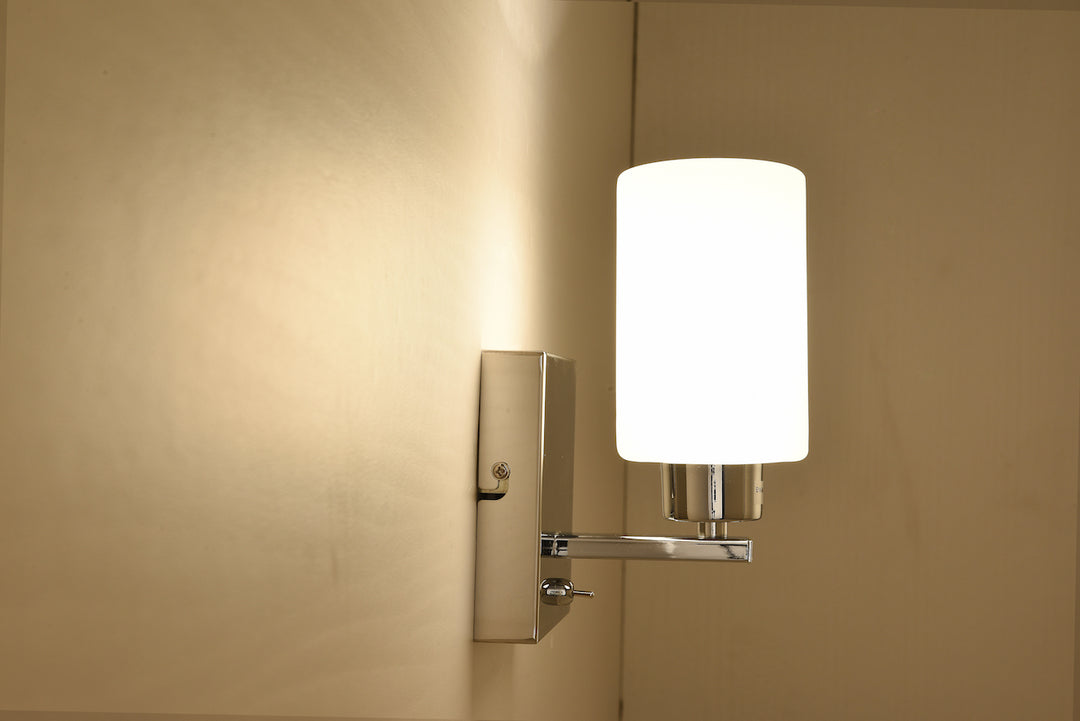 BIANCO 1xE14 Wall Light, On/Off Switch, Polished Chrome, Oval Shade ...