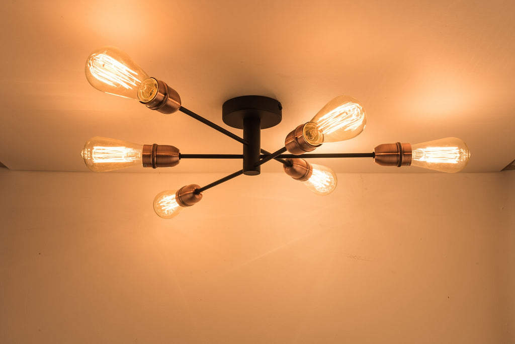 HARPER LIVING 6 Lights Ceiling Light Black with Copper Finish