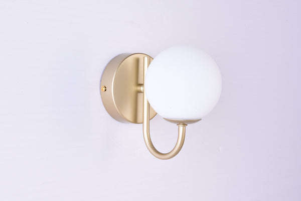 HARPER LIVING 1xG9 Up Wall Light, Globe Shape Glass Shade, Gold Finish