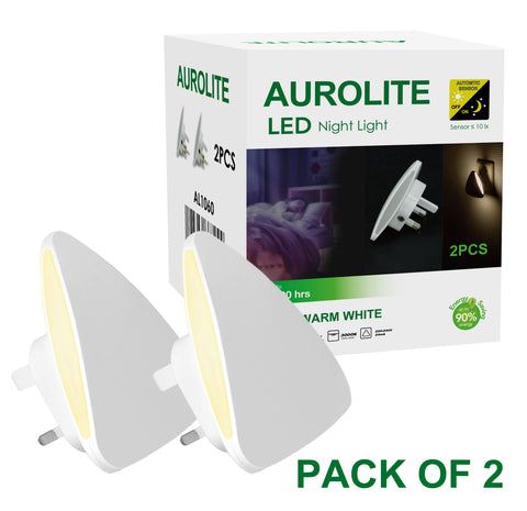 AUROLITE Packs of LED Night Lights, Dusk to Dawn Sensor, 3000K Warm White