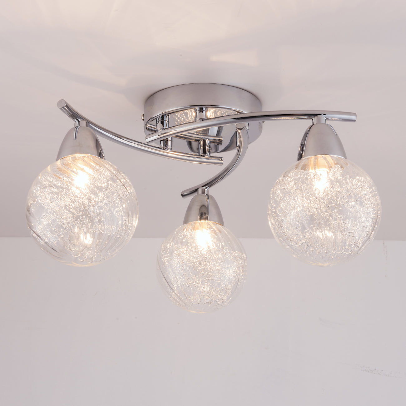 BOLLA 3xG9 LED Semi Flush Ceiling Light, Straight Arms, Polished Chrome Finish, Warm White (3000K)