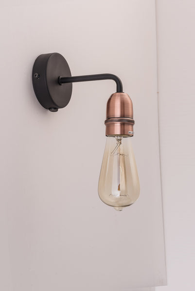 Harper Living 1xE27/ES Down Wall Light with On/Off Switch, Black with Copper Finish