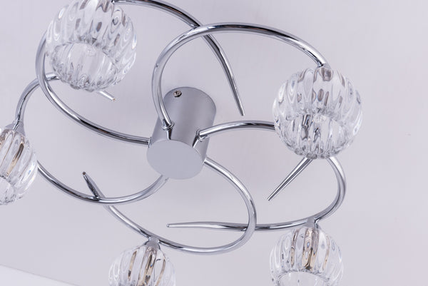 BOLLA LED 5-Lights Ceiling Light, Polished Chrome, Warm White (3000K)