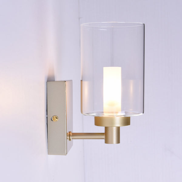 HARPER LIVING 1xG9 Wall Light, UP/Down Light with Glass Shade, Gold Finish