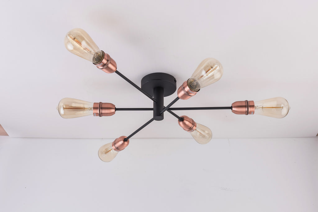 Modern matt copper effect 6 lamp ceiling light online