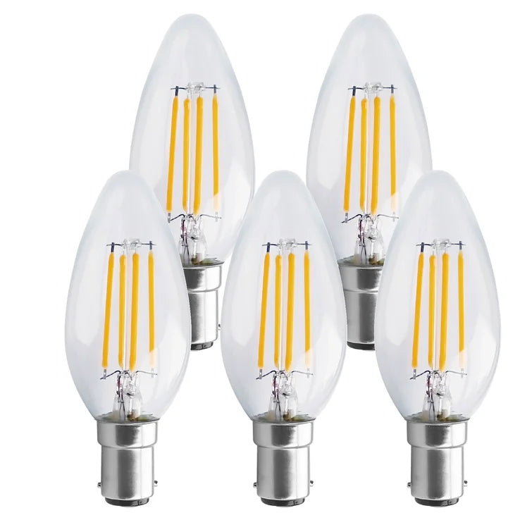 Pack of 5 4W B15 Dimmable LED Candle Light Bulb