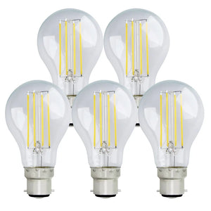 Pack of 5 8W B22 A60 Dimmable LED Light Bulb