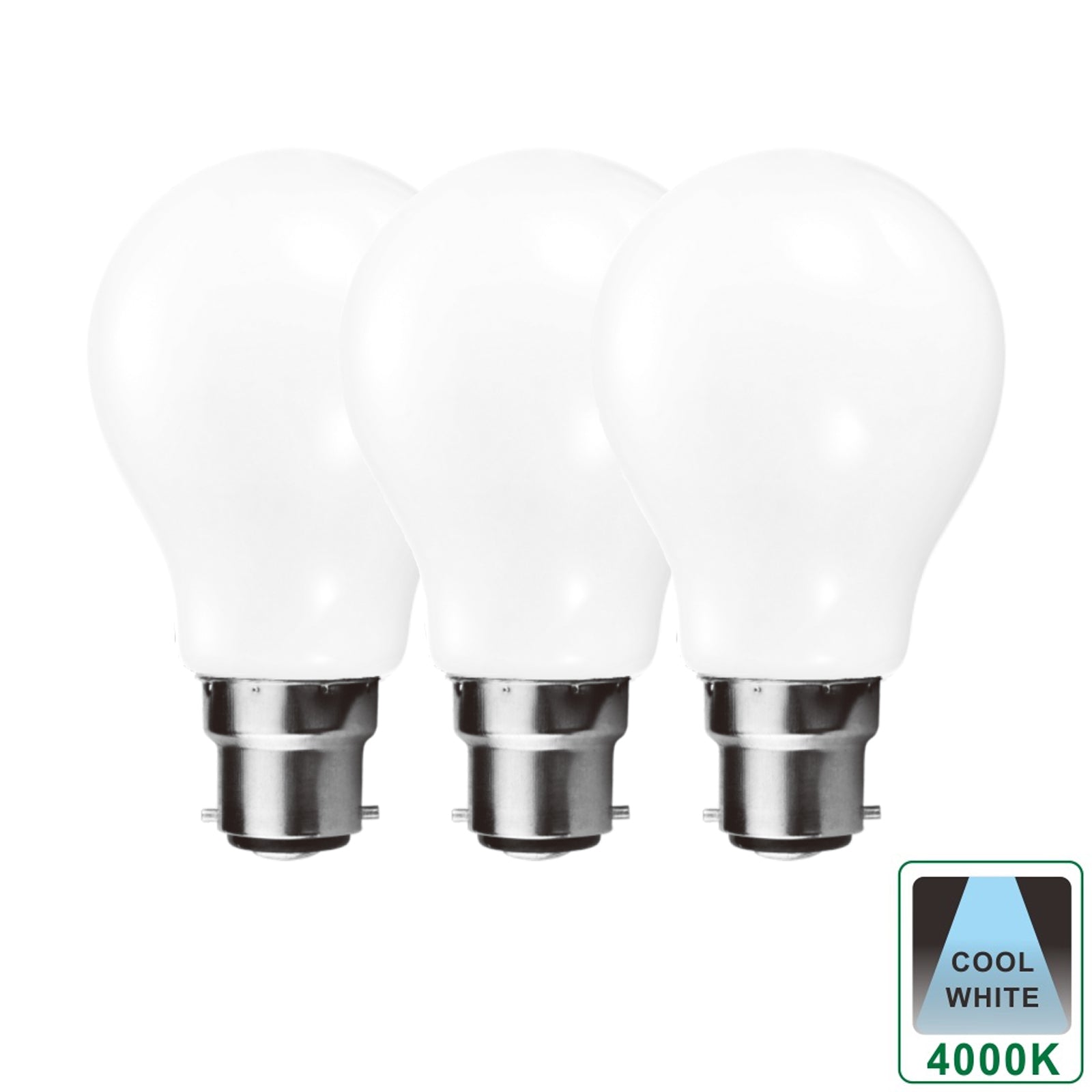 B22 9 Watts Dimmable LED Vintage Bayonet Light Bulb, Cool White Opal Finish Packs of 3, 5 and 10