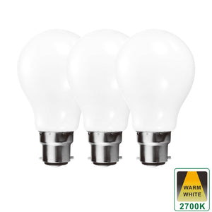 B22 9 Watts Dimmable LED Vintage Bayonet Light Bulb, Warm White Opal Finish Packs of 3, 5 and 10
