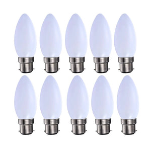 Pack of 10 LED 5W B22/BC 2700K Opal/Frosted Candle Bulbs