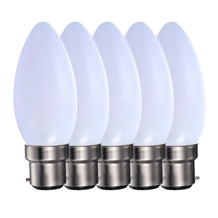 5 Pack 5W BA22d Dimmable LED Candle Light Bulb Frosted