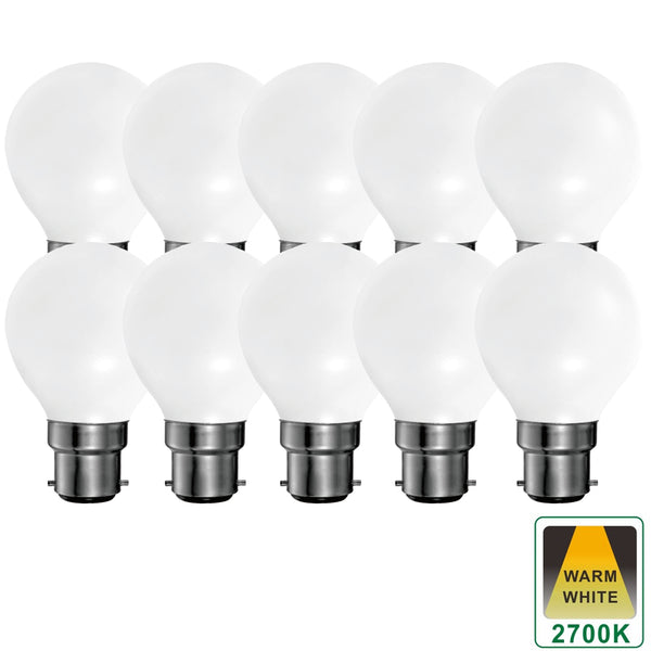 B22 5 Watts Dimmable LED Bayonet Filament golf Light Bulb, Warm White Opal Finish Packs of 3, 5 and 10