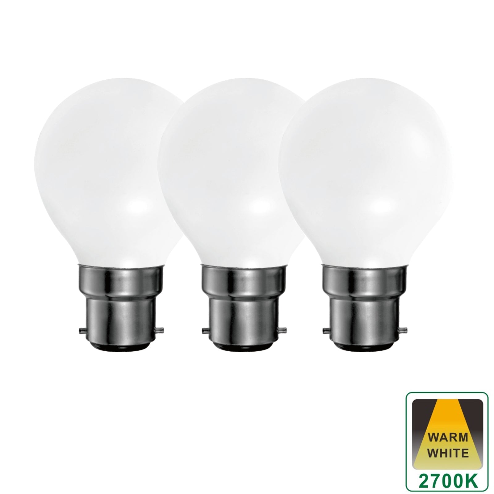 B22 5 Watts Dimmable LED Bayonet Filament golf Light Bulb, Warm White Opal Finish Packs of 3, 5 and 10