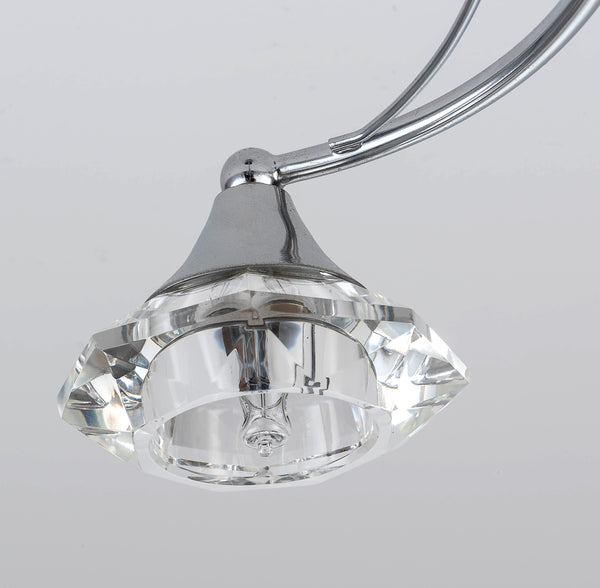 3 Light Semi-Flush Ceiling Light, Polished Chrome Finish, Clear Glass Shades, G9 Bulb Cap