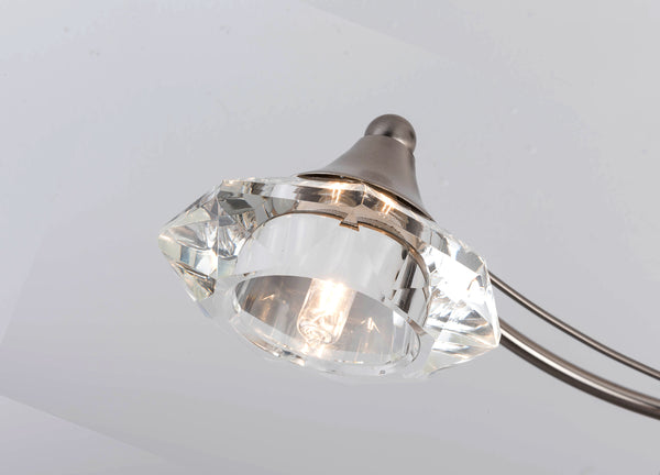 3 Light Semi-Flush Ceiling Light, Satin Nickel Finish, Clear Glass Shades, G9 Bulb Cap