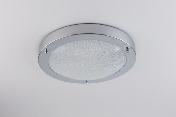 HARPER LIVING LED Semi-Flush Ceiling Light, Chrome Finish Glass Shade, 18 Watts, 1490 Lumens, Natural White (4000K) IP44, Ideal for Bathroom