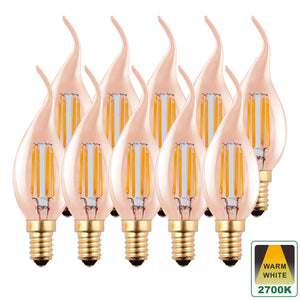 Harper Living E14 4.5W Amber Glass Warm White Dimmable Bent Tip Candle LED Bulbs, Pack of 10