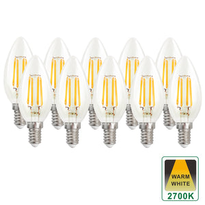Harper Living E14 4.5W Clear Glass Warm White Candle Light Dimmable LED Bulb, Pack of 10