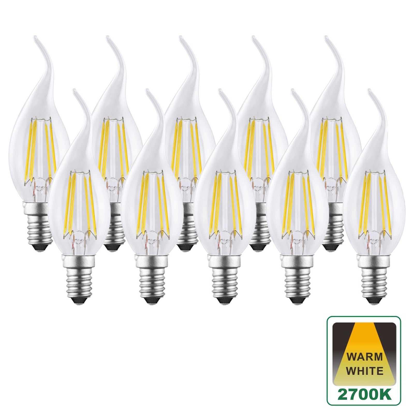 Harper Living E14 4.5 W Clear Glass Warm White Dimmable LED Bent Tip Candle Bulbs, Pack of 10