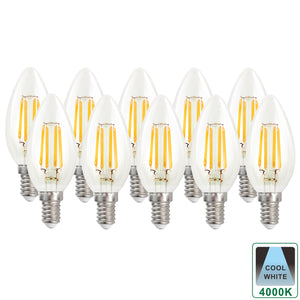 Harper Living Clear Glass Cool White Dimmable E14 LED Candle Bulbs, Pack of 10