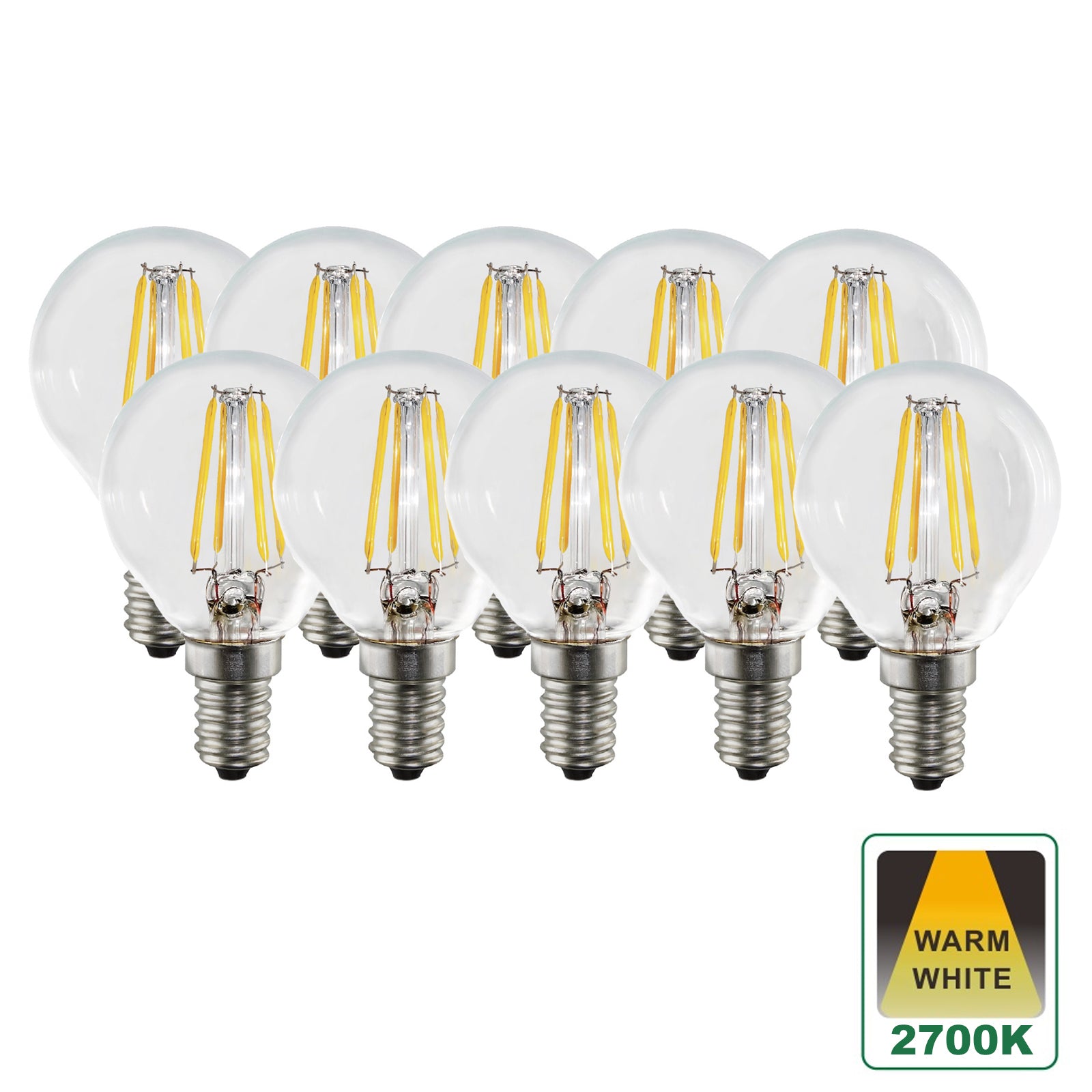 Harper Living E14 4.5W Clear Glass Warm White Dimmable Golf LED Bulbs, Pack of 10