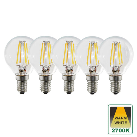 Harper Living E14 4.5W Clear Glass Warm White Dimmable Golf LED Bulbs, Pack of 5
