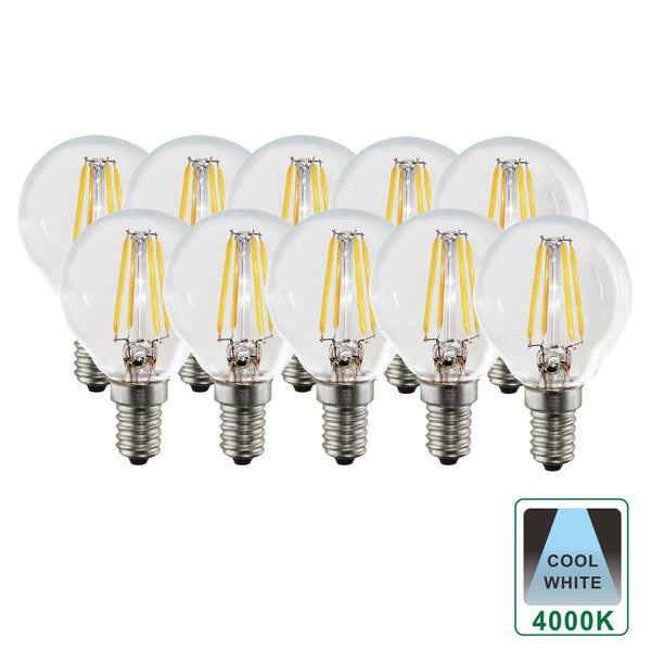 E14 4.5 Watts Dimmable LED Vintage E14 Small Light Bulb, Golf Ball Shape, Cool White Packs of 3, 5 and 10