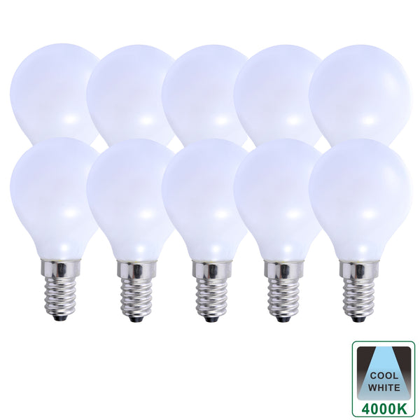 E14 5 Watts Dimmable LED Vintage E14 Small Light Bulb, Golf Ball Shape, Cool White Opal Finish Packs of 3, 5 and 10