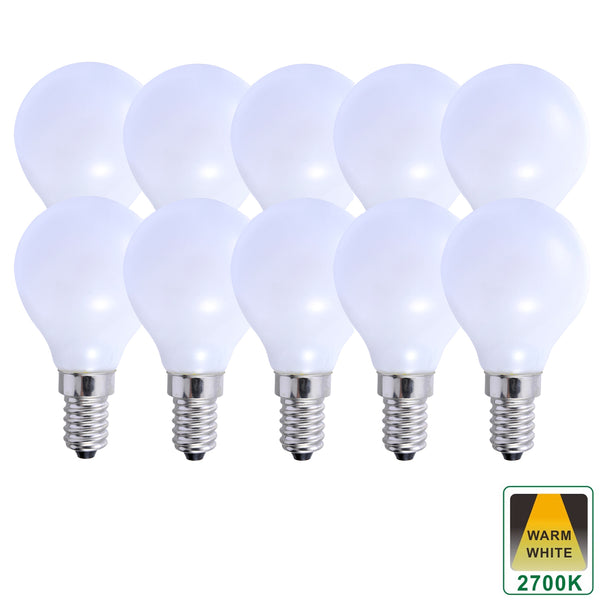 E14 5 Watts Dimmable LED Vintage E14 Small Light Bulb, Golf Ball Shape, Warm White Opal Finish Packs of 3, 5 and 10