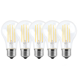 Harper Living E27 8W Clear Glass Warm White Dimmable GLS/A60 LED Bulb, Pack of 5