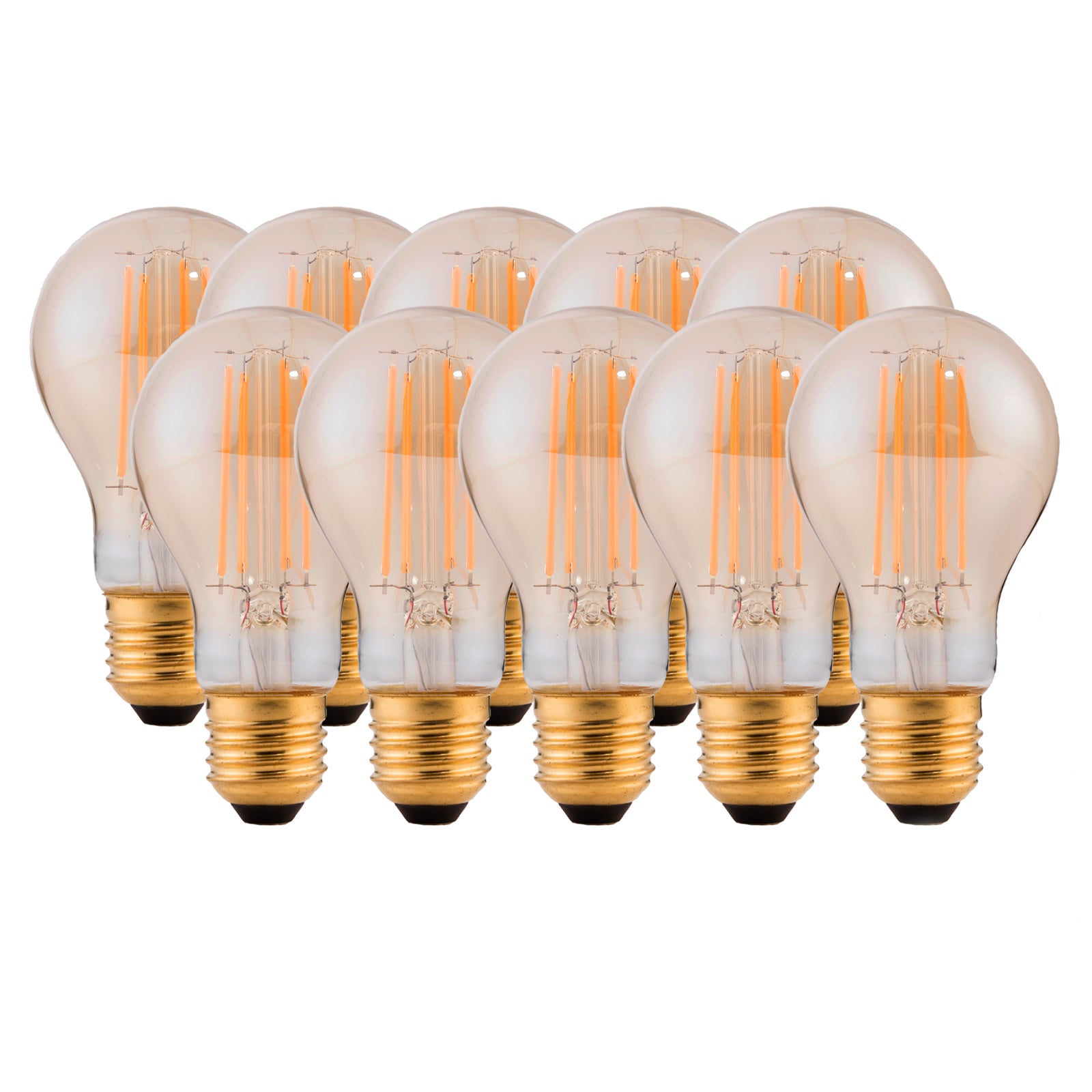 Harper Living E27 8W Amber Glass Warm White Dimmable GLS/A60 LED Bulb, Pack of 10