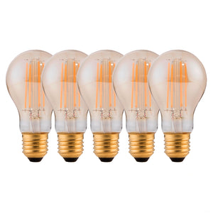 Harper Living E27 8W Amber Glass Warm White Dimmable GLS/A60 LED Bulb, Pack of 5