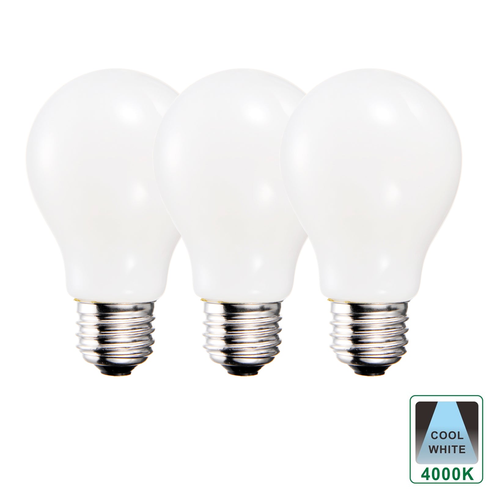 E27 8.5 Watts Dimmable LED GLS/A60 Standard Light Bulb, Opal Finish Cool White Packs of 3, 5 and 10