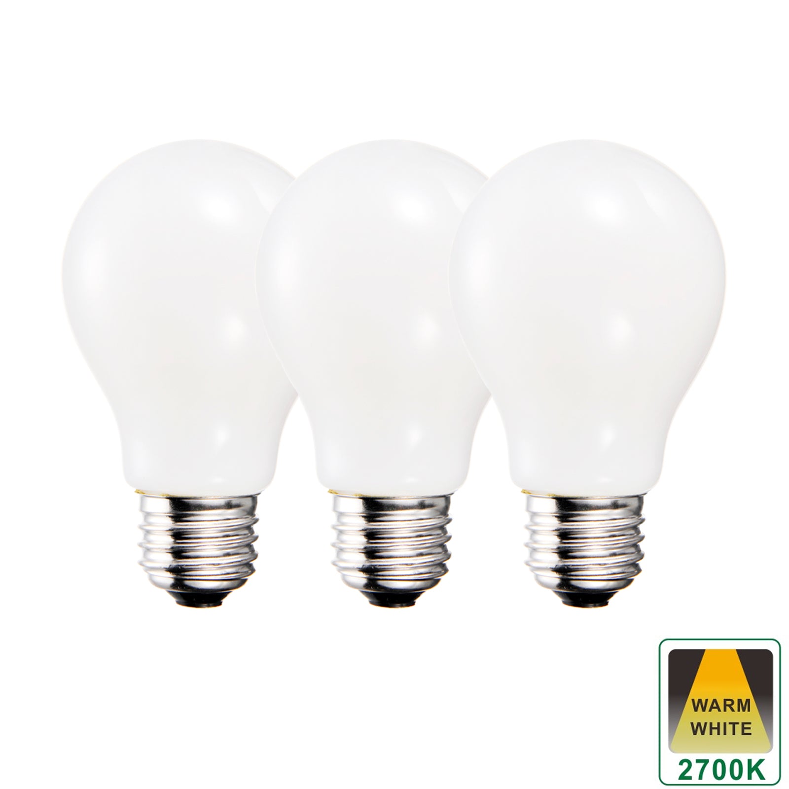 E27 9 Watts Dimmable LED GLS/A60 Standard Light Bulb, Opal Finish Warm White Packs of 3, 5 and 10