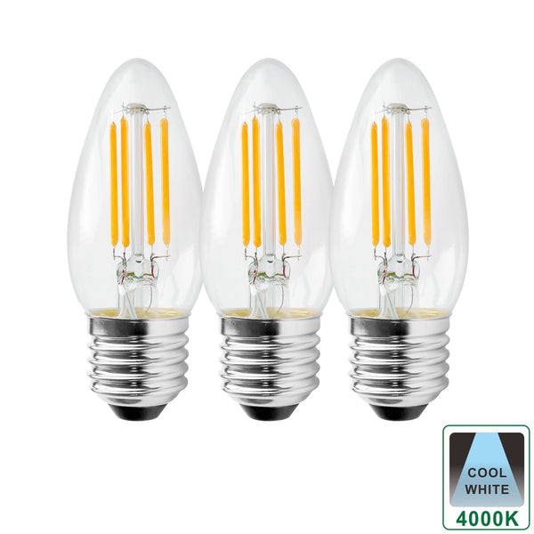 E27 4.5 Watts Dimmable LED Filament Candle Light Bulb, Pack of 3, 5 and 10