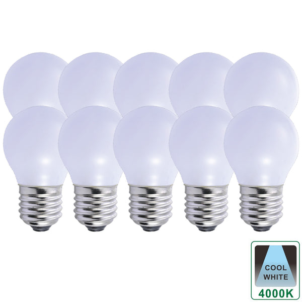 E27 3 Watts LED Golf Ball Bulbs, Opal Cool White Dimmable, Pack of 10