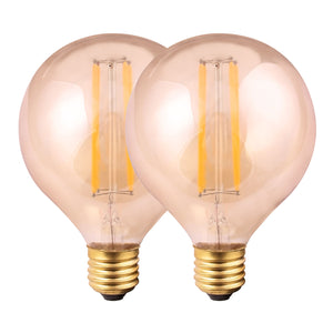 Harper Living G125/E27 8W Amber Glass Warm White Dimmable LED Bulb, Pack of 2