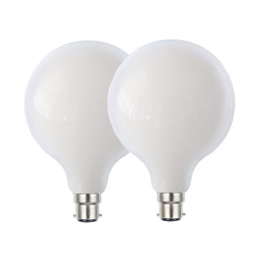 Harper Living G125/B22 8W Opal Glass Warm White Dimmable LED Globe Bulb, Pack of 2