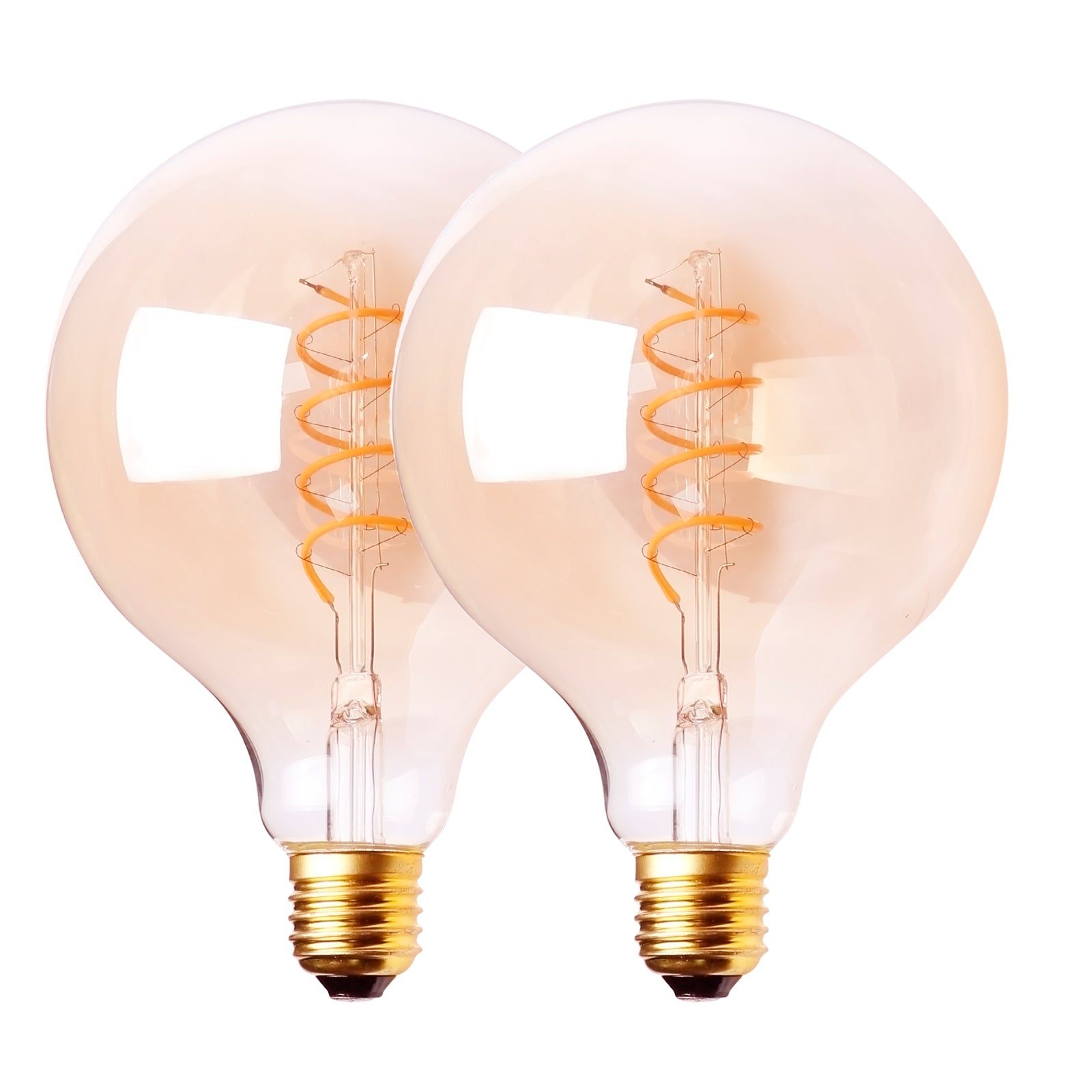 Harper Living G95 8W Amber Glass Warm White Dimmable Vintage Globe LED Bulb, Pack of 2